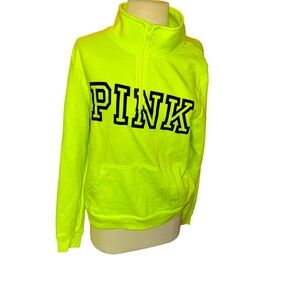 Victoria’s Secret pink collection neon yellow/ black quarter zip sweatshirt L